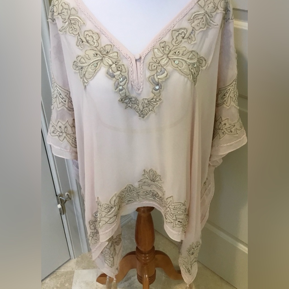 GORGEOUS PINK CALYPSO EMBROIDERED SILK TUNIC TOP NWT SZ 0